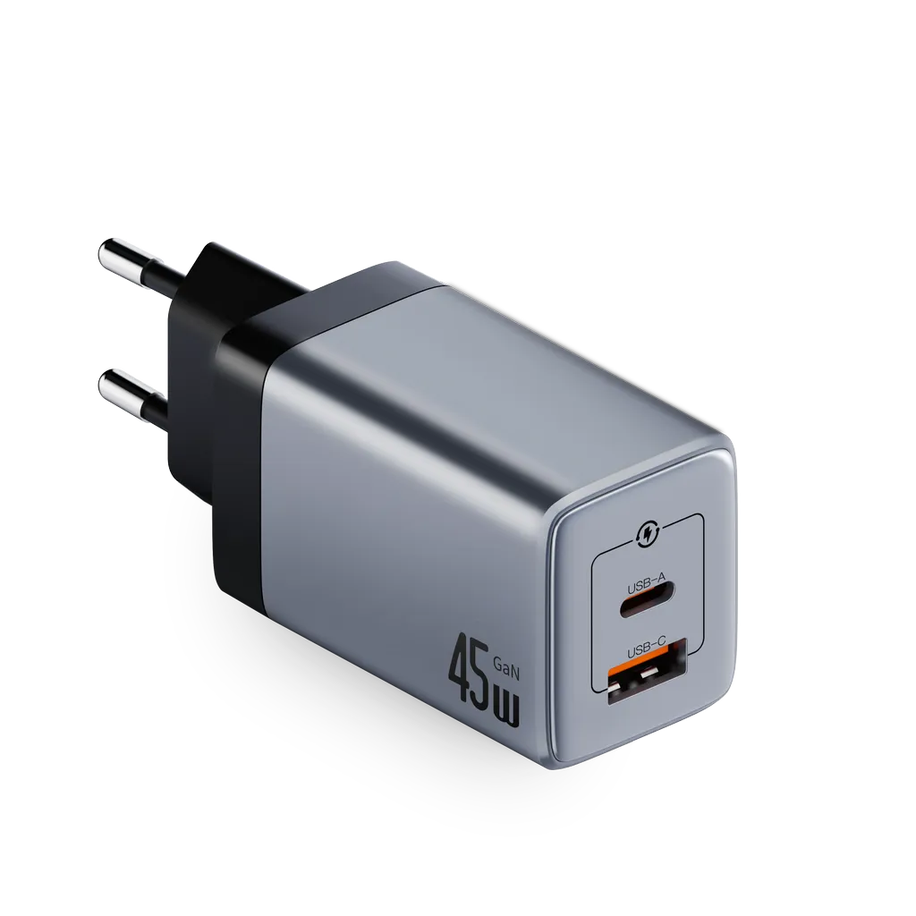 NEXTBATT 45W Snabbladdare USB-C/USB-A - Svart/Grå