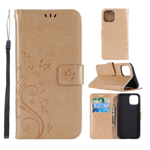iPhone 11 fodral med ett fjärilstryck - Guld