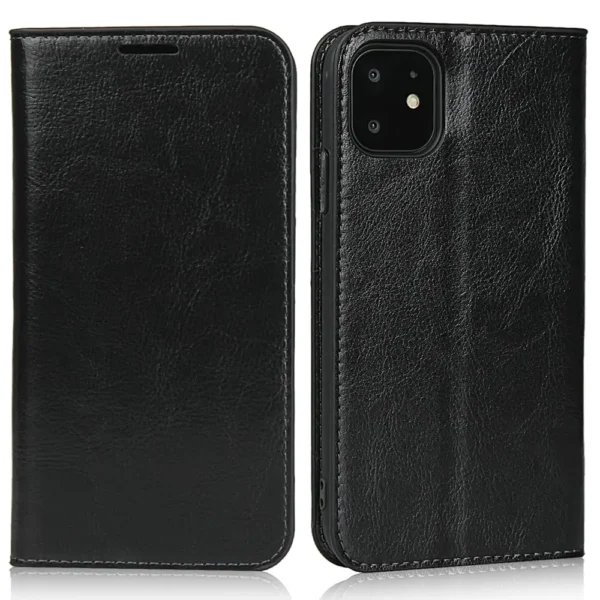 Plånboksfodral i Äkta Läder för iPhone 11 & XR - Svart