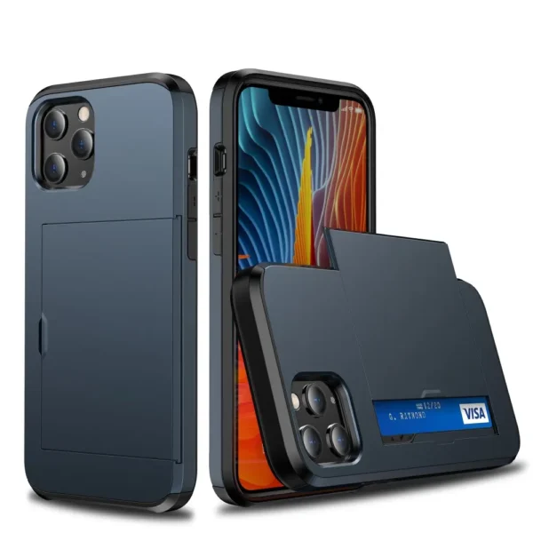 Skal med Korthållare för iPhone 12/12 Pro - Blå