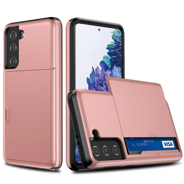 Skal med Korthållare för Samsung Galaxy S21 - Roséguld