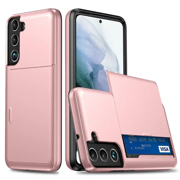 Samsung Galaxy S22 5G skal med korthållare- Roséguld