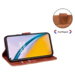 OnePlus Nord CE 2 Lite 5G Magnetic Book Premium Plånboksfodral - Brun - Bild 3