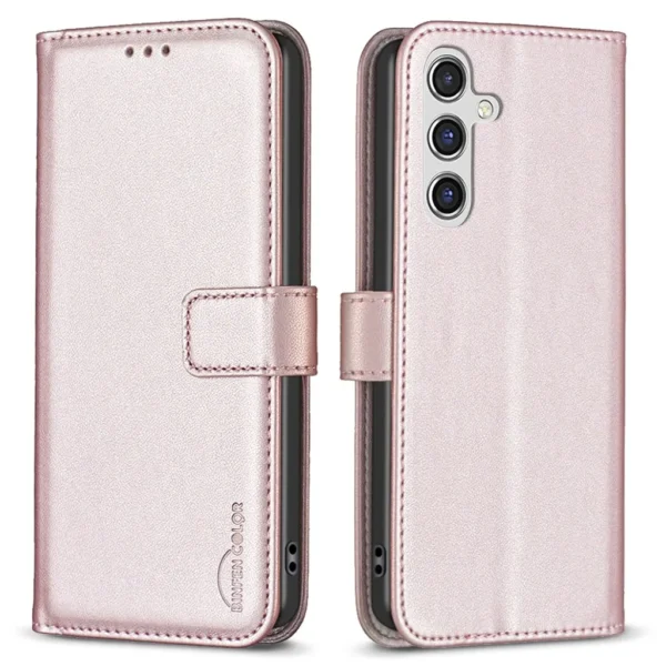 BINFEN COLOR BF17 Flipfodral till Galaxy A55 5G PU-läder – Rose Gold