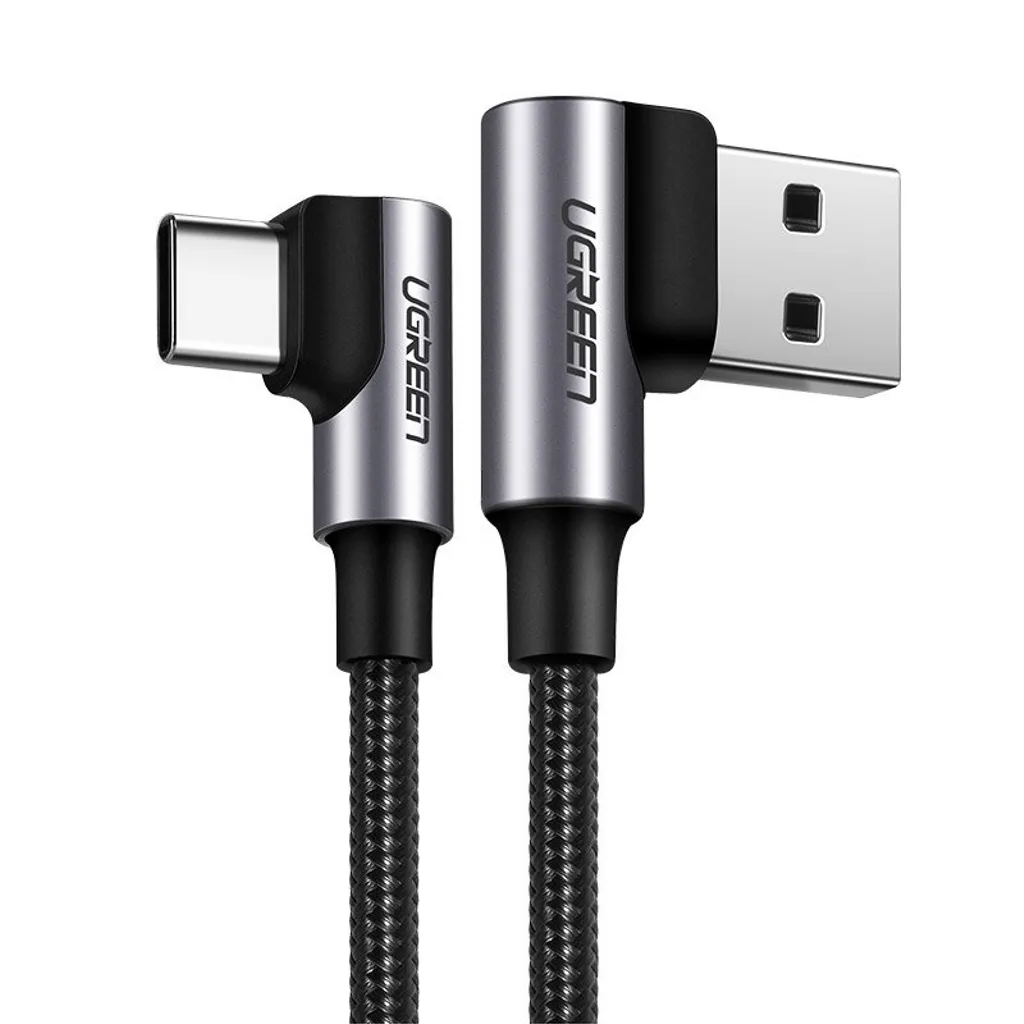 Ugreen Vinklad USB-A till USB-C Kabel 3A, 2m - Grå