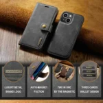 DG.MING Premium Plånboksfodral för iPhone 14 - Grå - Bild 4