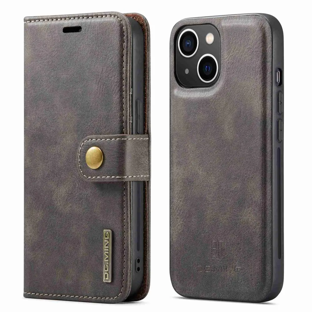DG.MING Premium Plånboksfodral för iPhone 14 - Grå