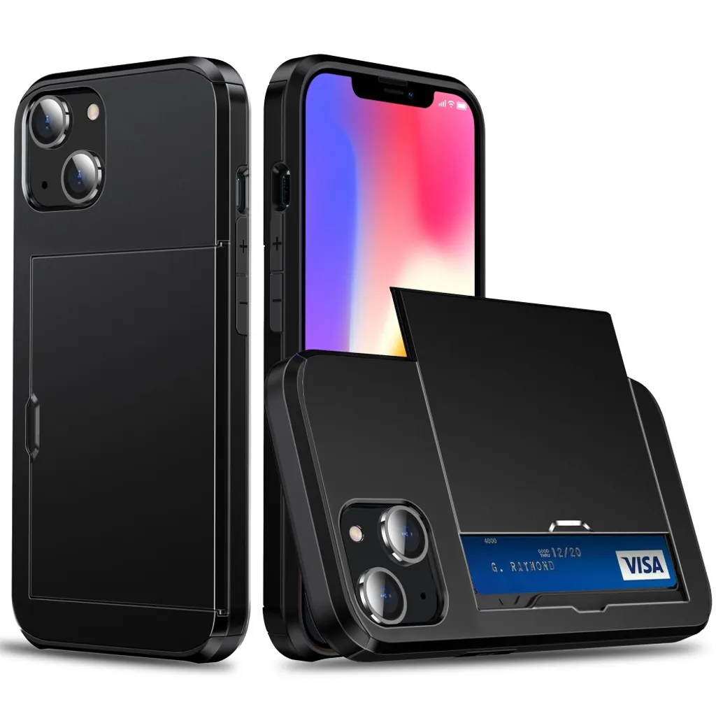 IPhone 15 skal med en korthållare - Svart