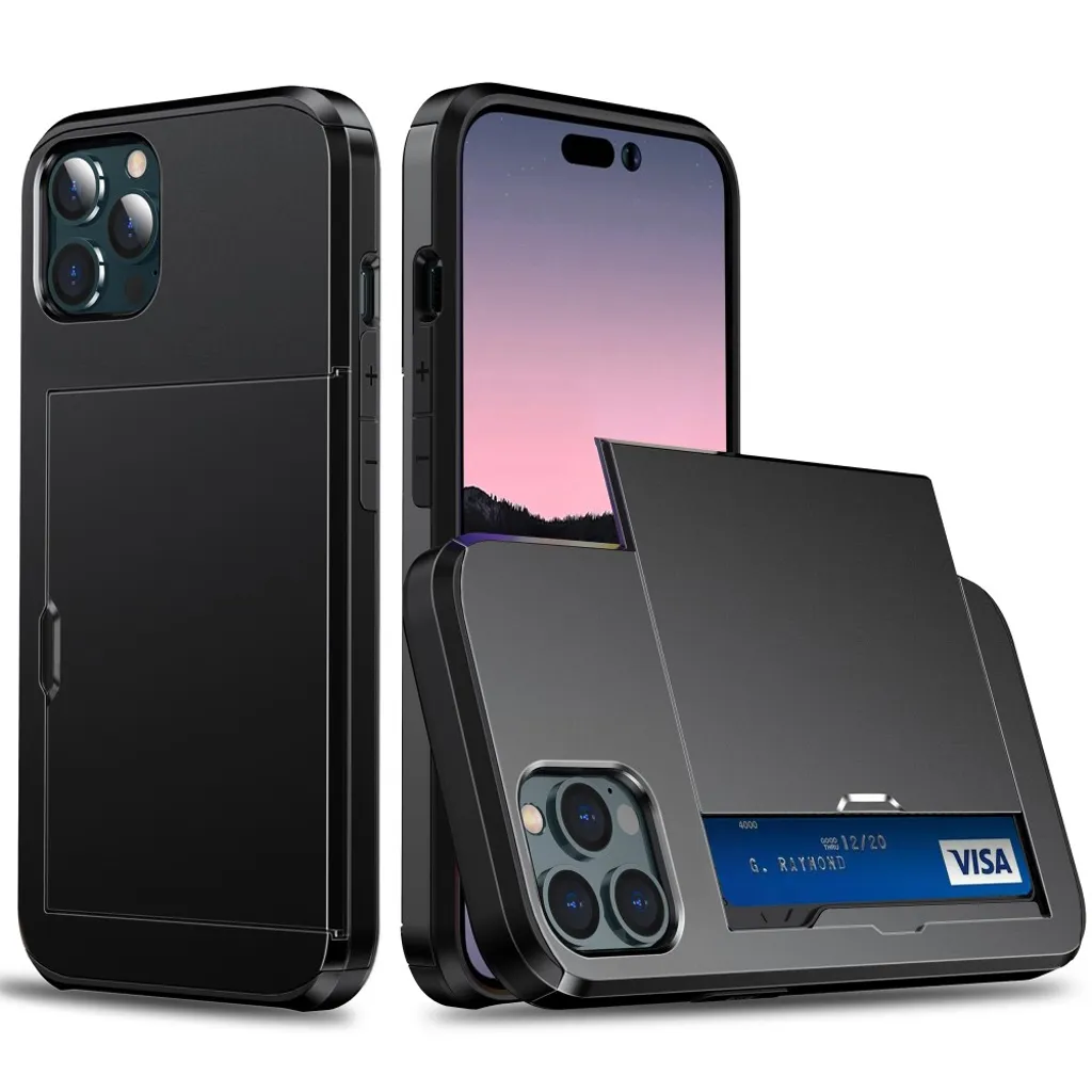 IPhone 15 Pro Max skal med en korthållare - Svart
