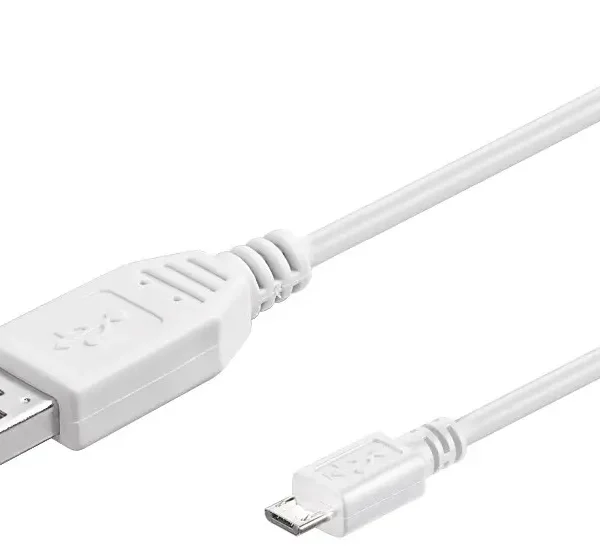 Goobay USB 2.0-kabel, micro-USB till USB-A, 1,8m, vit