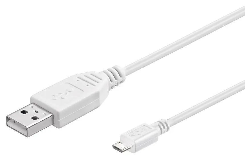 Goobay USB 2.0-kabel, micro-USB till USB-A, 1,8m, vit