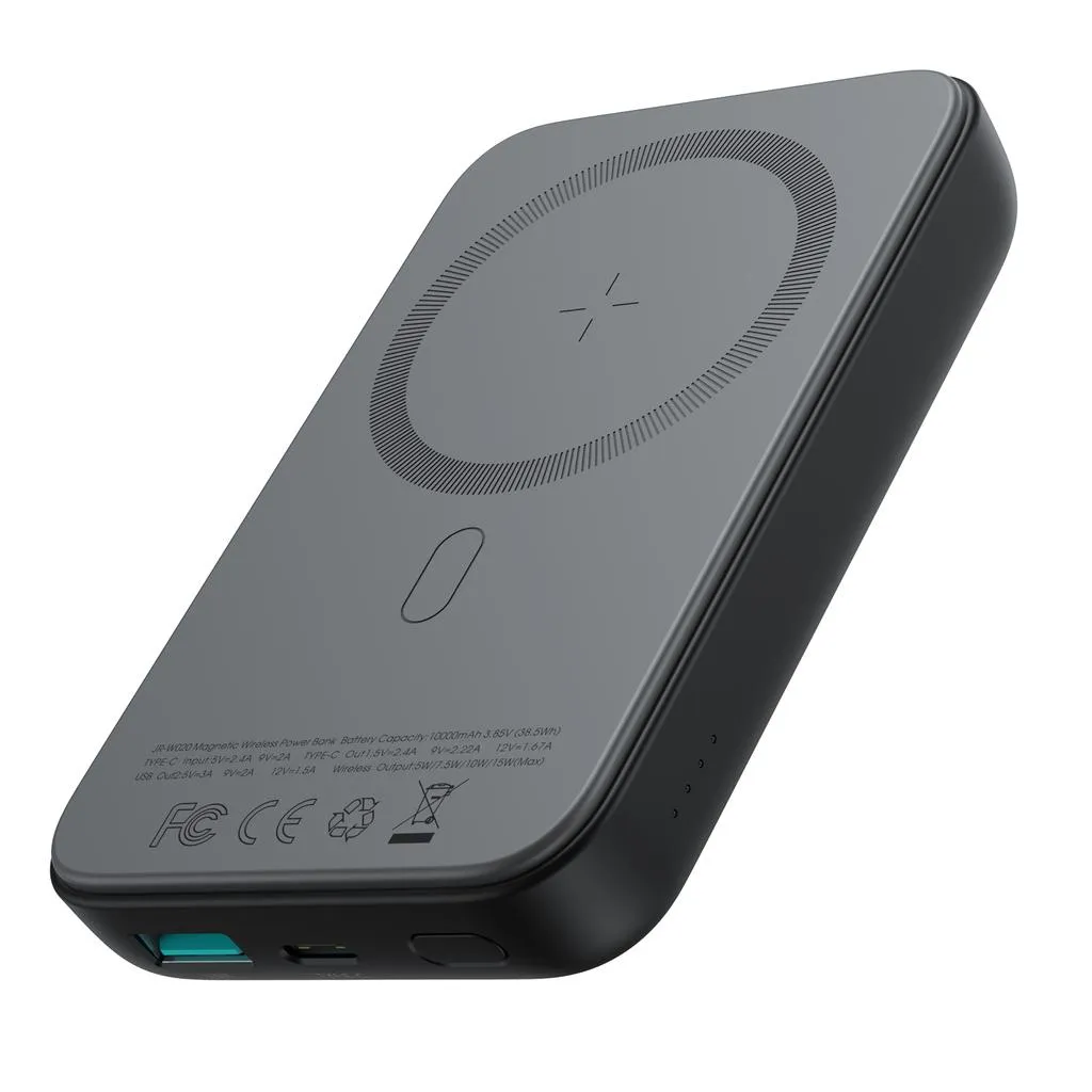 JR-W020-B-SET_4dw9oDKn0hwobiLZz3fB3 SiGN Magnetisk Trådlös Powerbank för iPhone 10000mAh, USB-C, USB-A – Svart - Bild 1