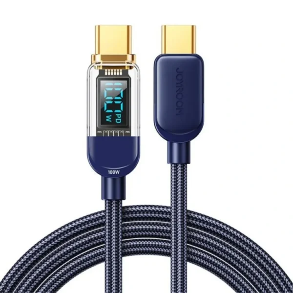 Joyroom USB-C till USB-C Kabel med Display 100W, 1.2m - Blå