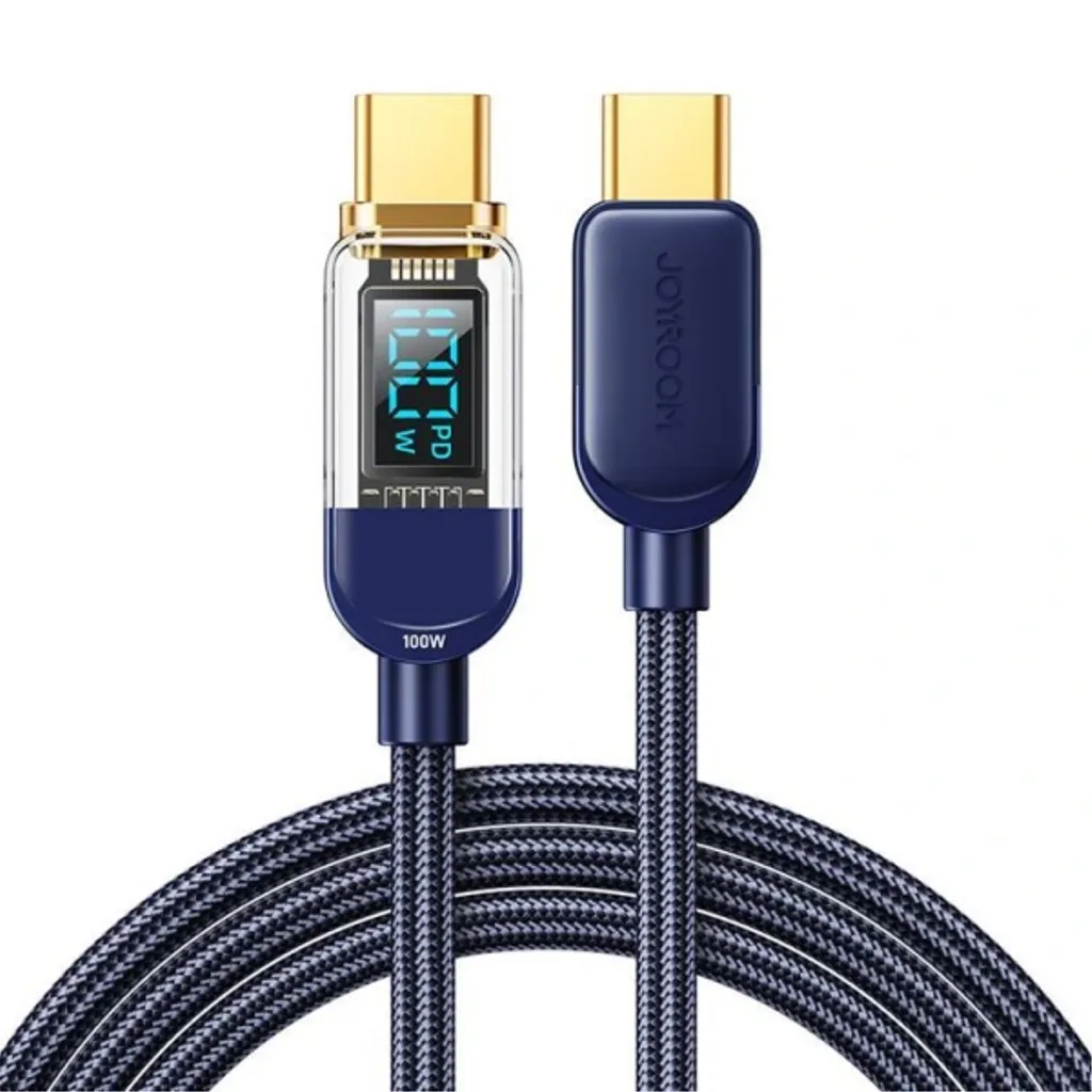 Joyroom USB-C till USB-C Kabel med Display 100W, 1.2m - Blå
