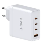 SiGN Snabbladdare GaN 140W 3x USB-C / 1x USB-A - Vit