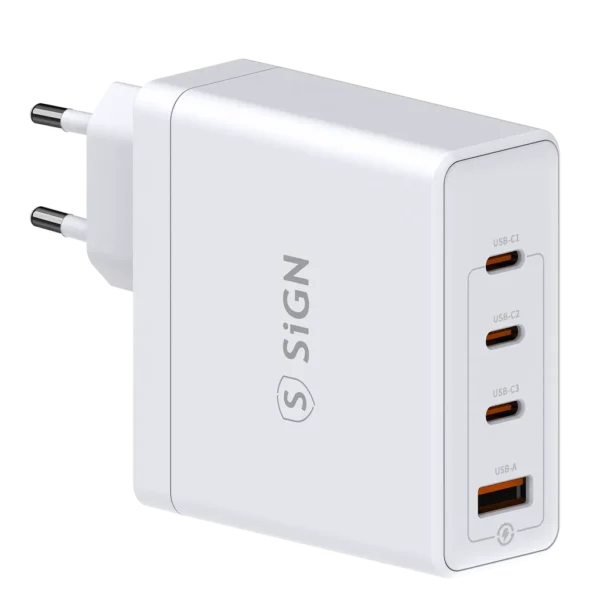 SiGN Snabbladdare GaN 140W 3x USB-C / 1x USB-A - Vit