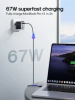 Joyroom snabbladdare, GaN Ultra, 67W, med USB-C-kabel 100W - mörkgrå - Bild 5