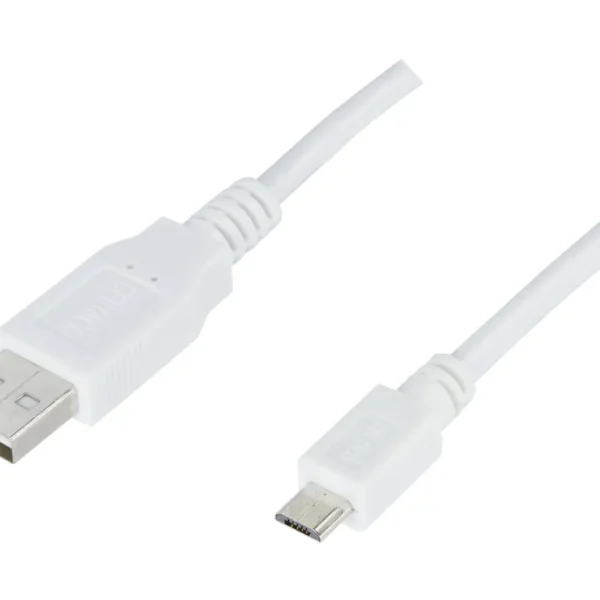USB 2.0 Kabel Typ A ha till Micro B ha, 5-pin – 3m – Vit